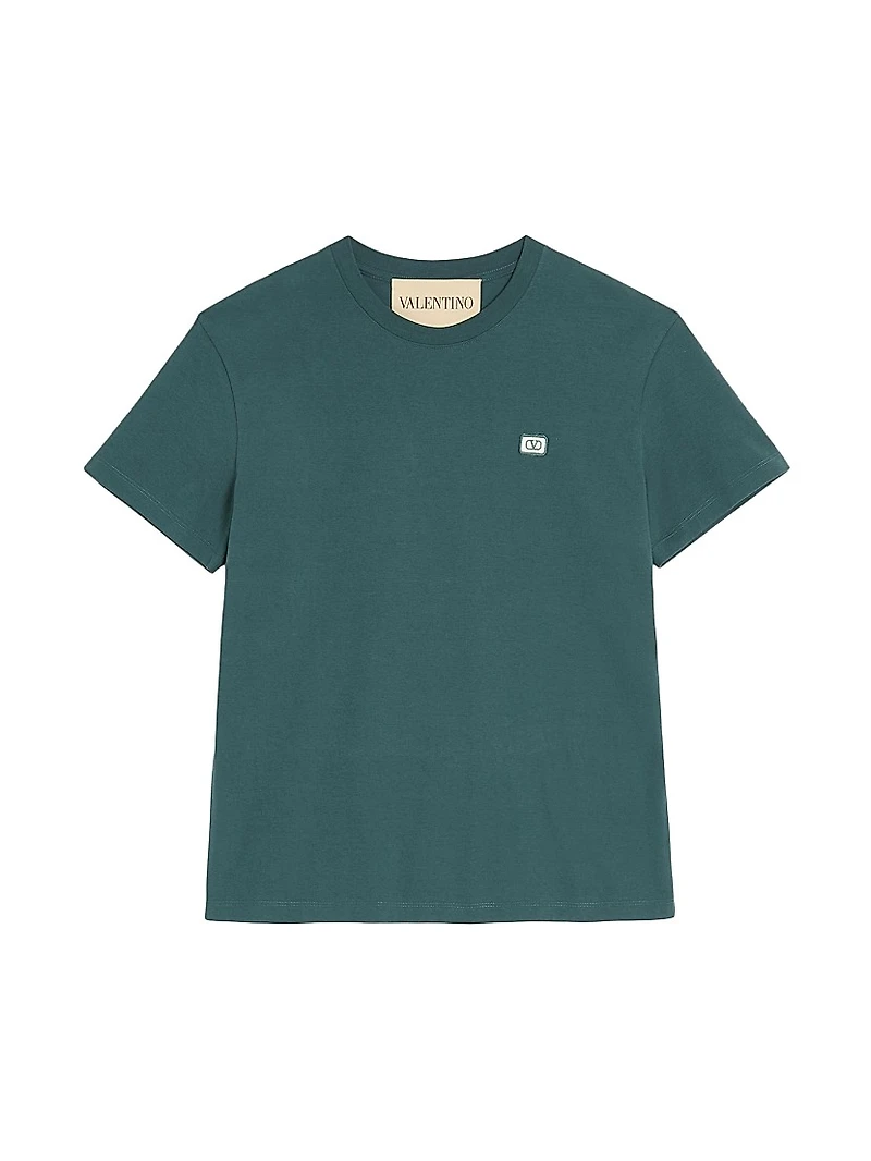 Cotton T-Shirt with VLogo Patch