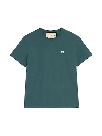 Cotton T-Shirt with VLogo Patch