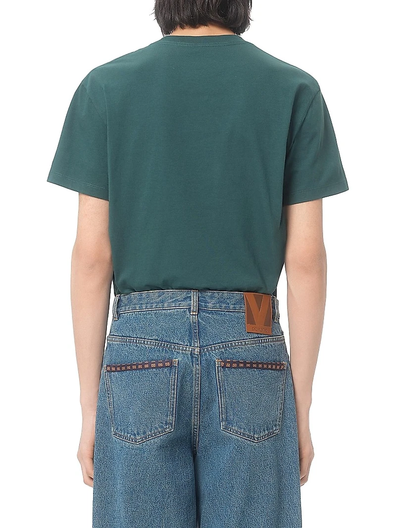 Cotton T-Shirt with VLogo Patch