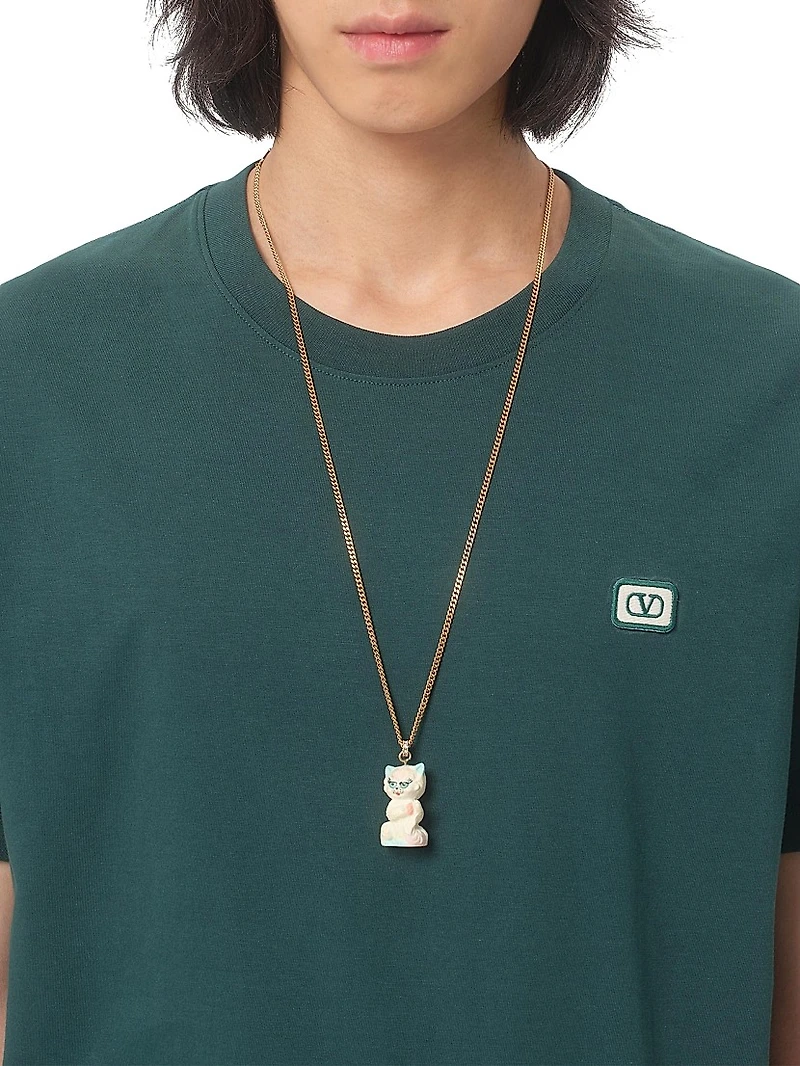 Cotton T-Shirt with VLogo Patch