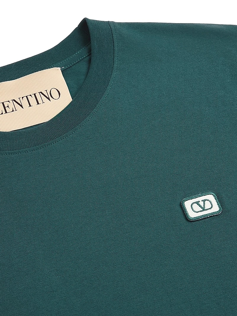 Cotton T-Shirt with VLogo Patch