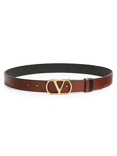 VLogo Signature Reversible Belt Shiny Calfskin