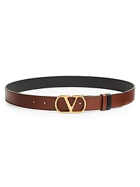 Vlogo Signature Reversible Shiny Calfskin Belt