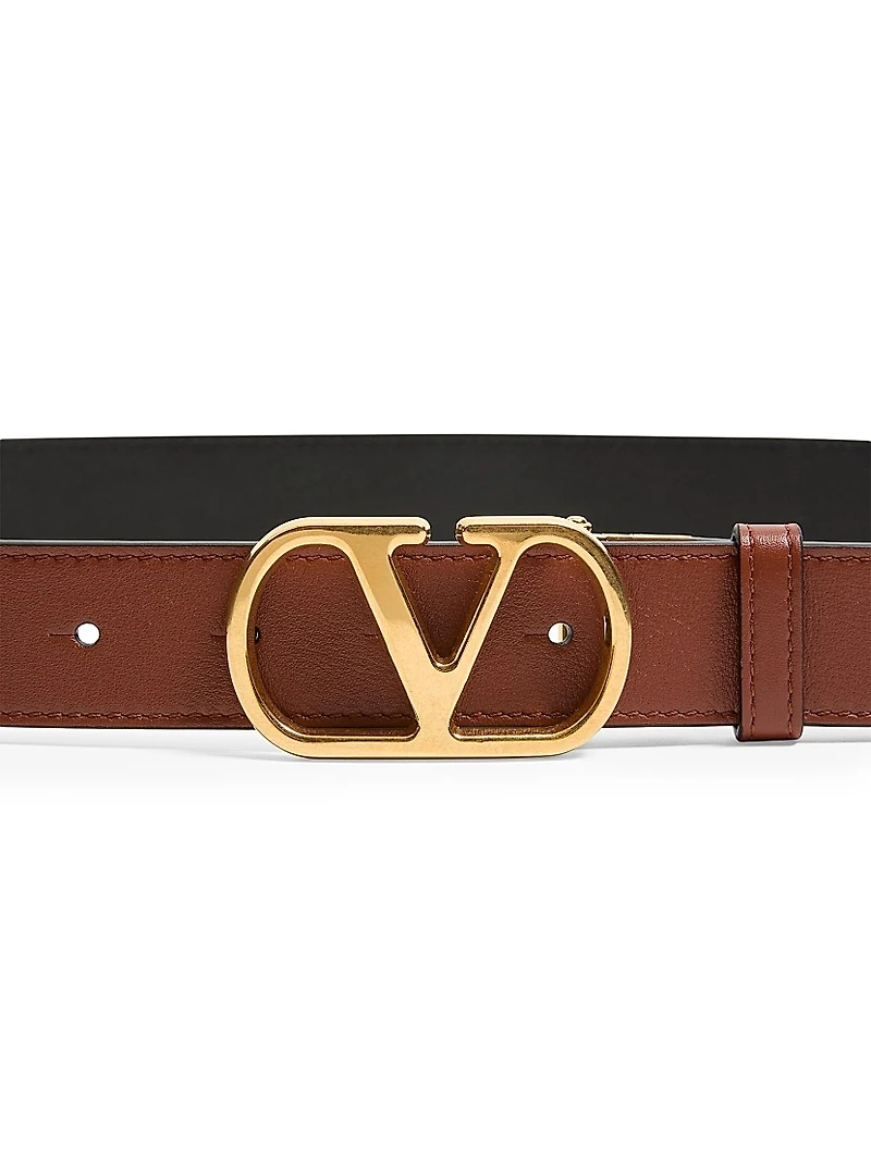 Vlogo Signature Reversible Shiny Calfskin Belt