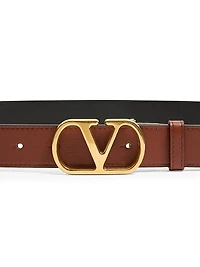 Vlogo Signature Reversible Shiny Calfskin Belt