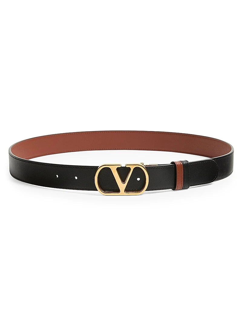 Vlogo Signature Reversible Shiny Calfskin Belt