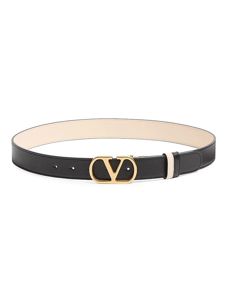 Vlogo Signature Reversible Shiny Calfskin Belt 30MM