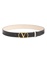 Vlogo Signature Reversible Shiny Calfskin Belt 30MM