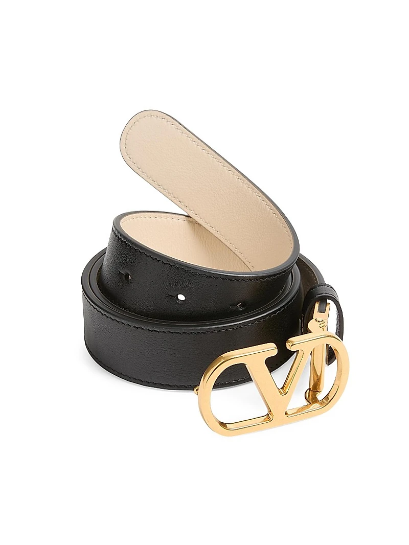 Vlogo Signature Reversible Shiny Calfskin Belt 30MM