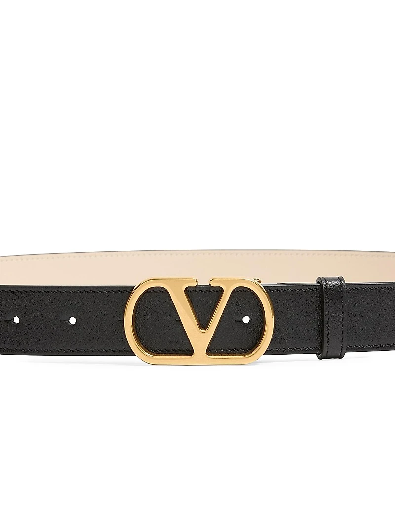 Vlogo Signature Reversible Shiny Calfskin Belt 30MM