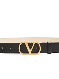 Vlogo Signature Reversible Shiny Calfskin Belt 30MM