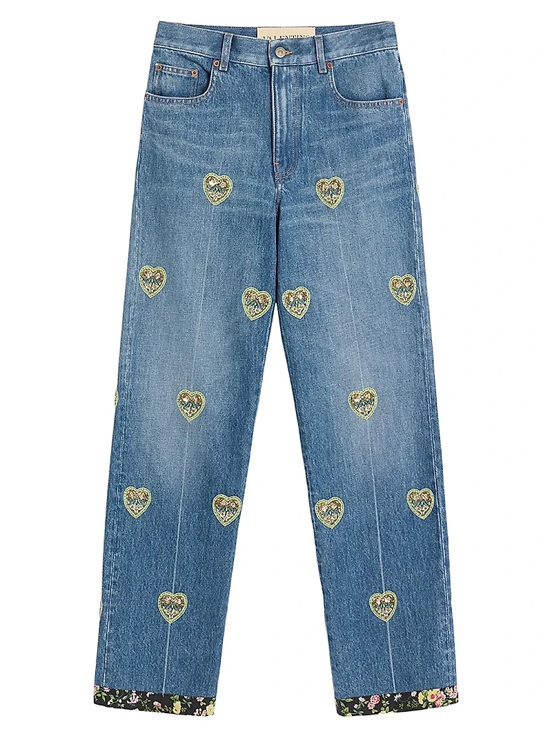 Embroidered Denim Pants