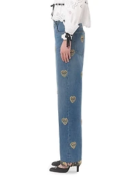 Embroidered Denim Pants