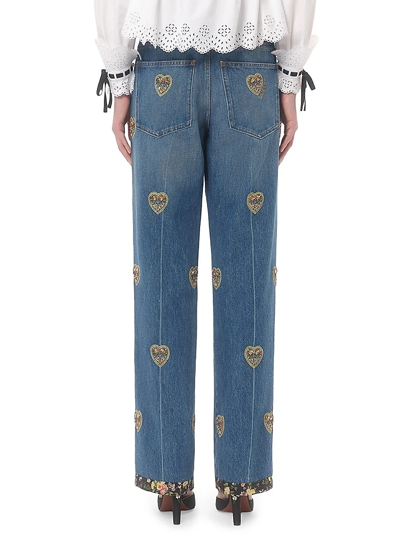 Embroidered Denim Pants