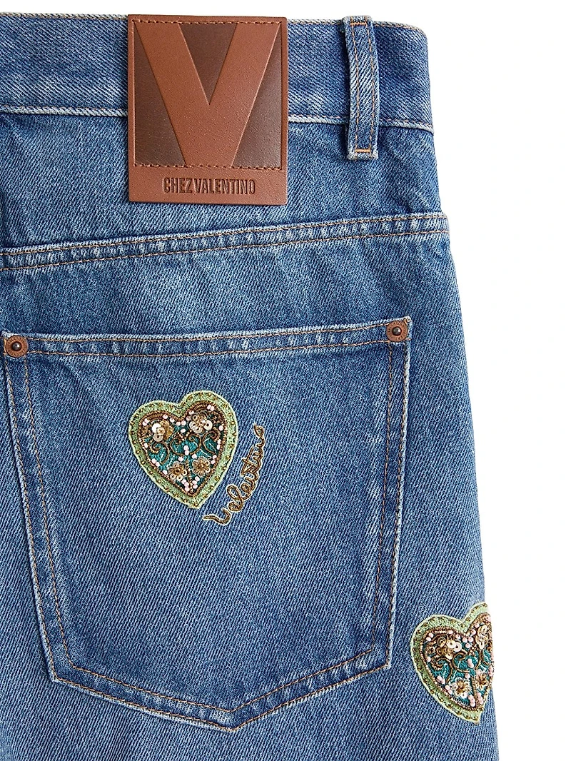 Embroidered Denim Pants