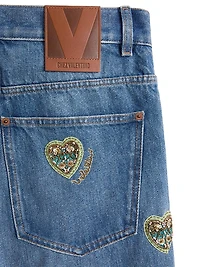 Embroidered Denim Pants