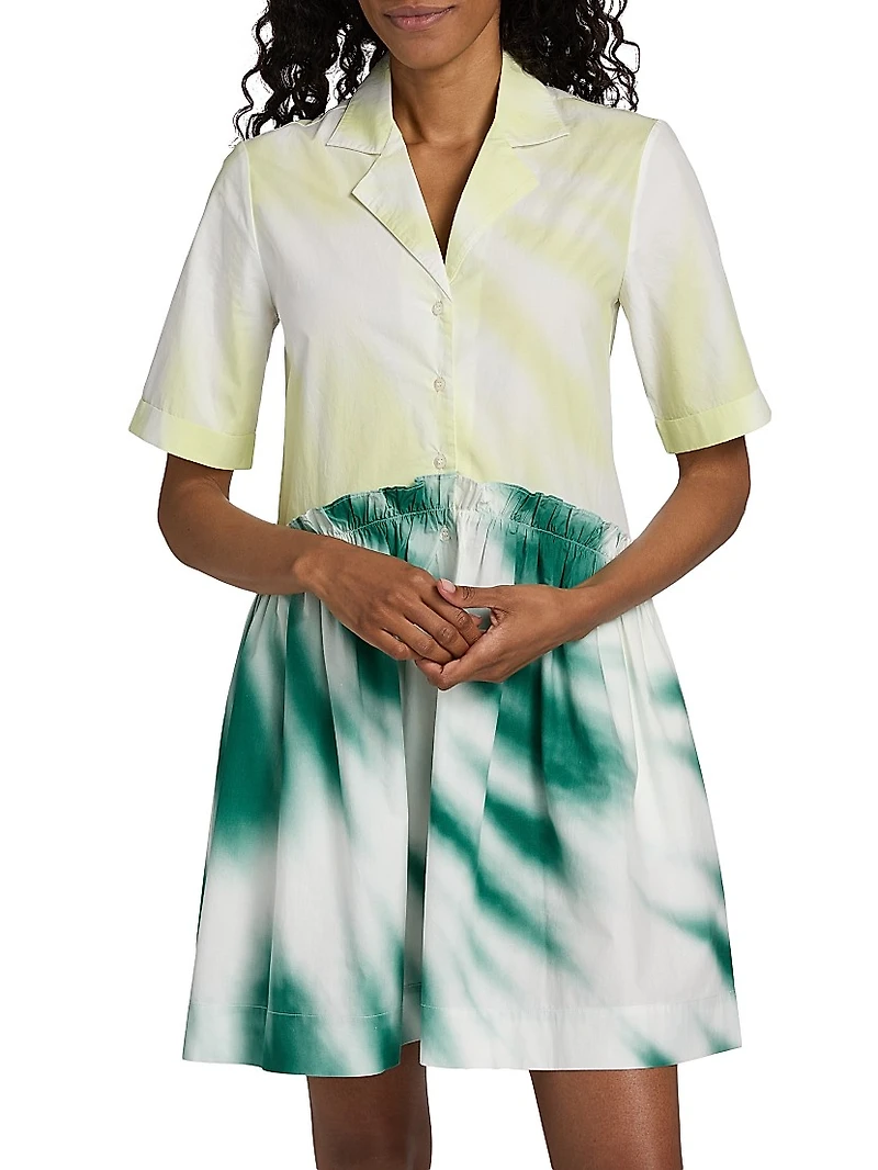 Mini Tie-Dye Gathered Shirtdress