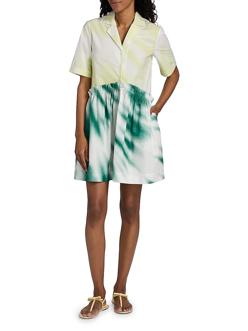 Mini Tie-Dye Gathered Shirtdress
