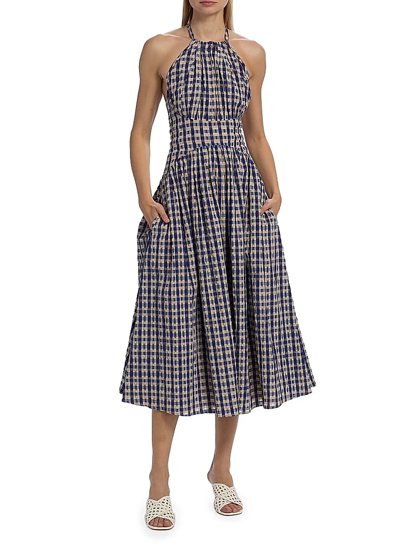 The Name Of Love Checked Halter Midi-Dress