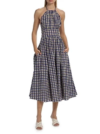 The Name Of Love Checked Halter Midi-Dress