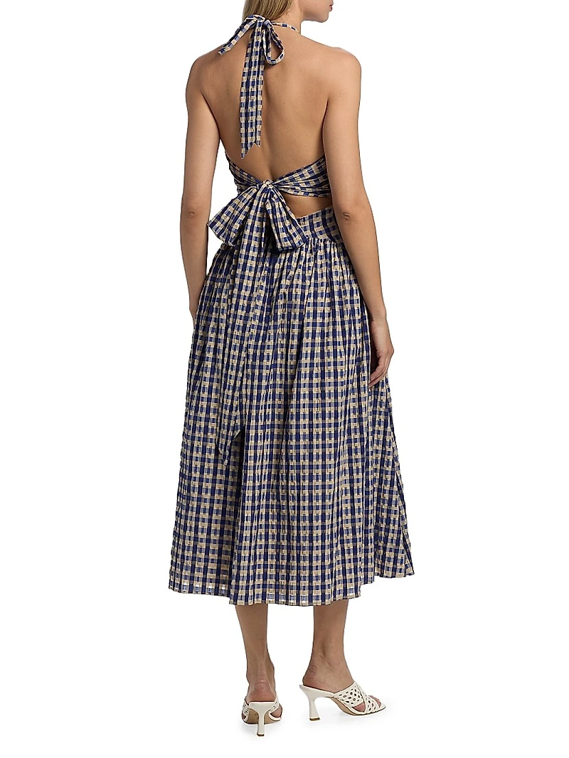 The Name Of Love Checked Halter Midi-Dress