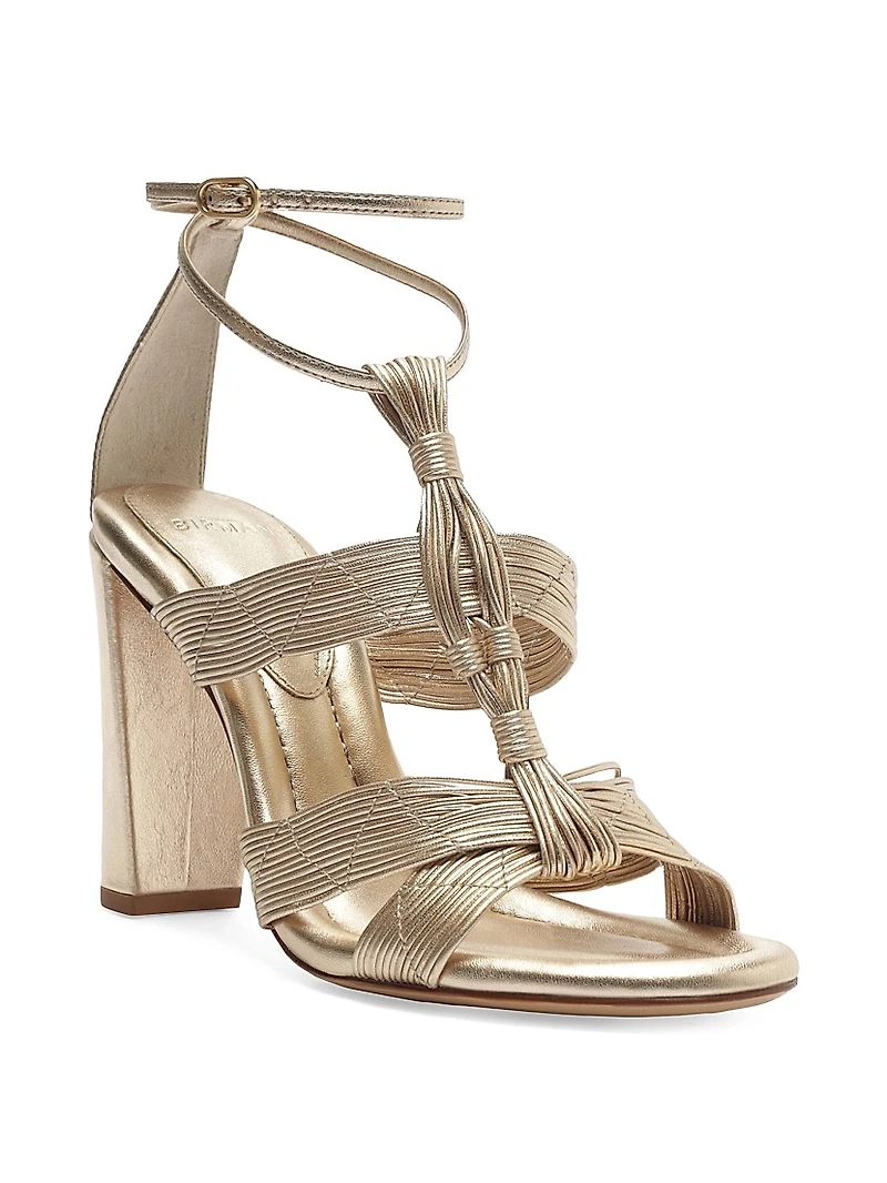 Olga 90MM Leather T-Strap Sandals