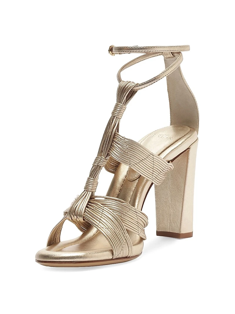 Olga 90MM Leather T-Strap Sandals