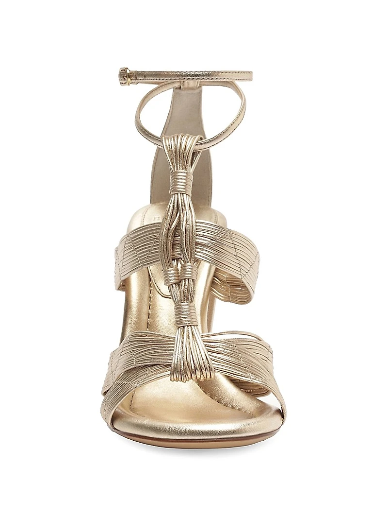 Olga 90MM Leather T-Strap Sandals