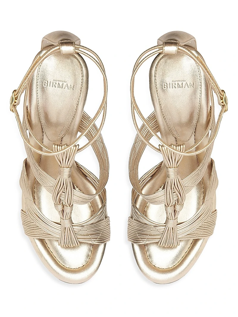 Olga 90MM Leather T-Strap Sandals