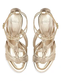 Olga 90MM Leather T-Strap Sandals