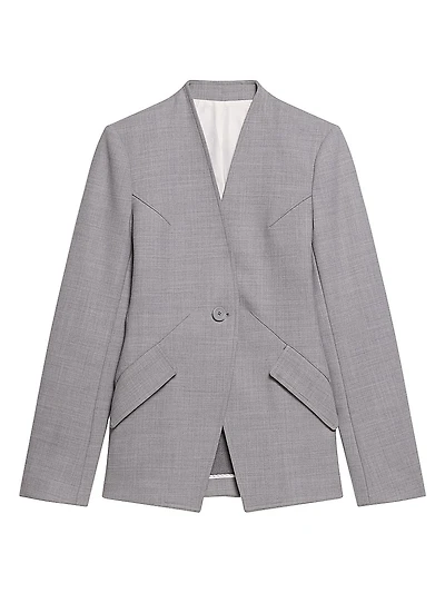 Tailored Collarless Blazer