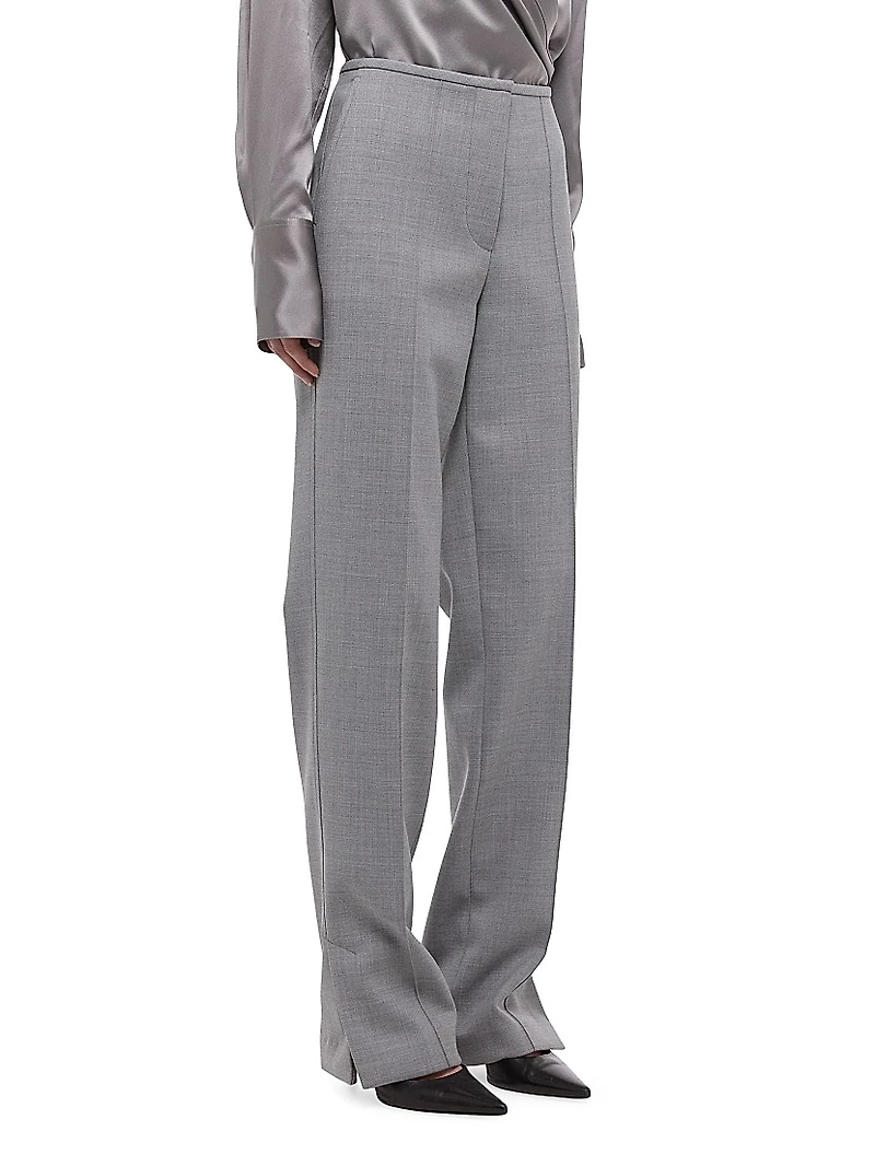 Low-Rise Pintuck Trousers