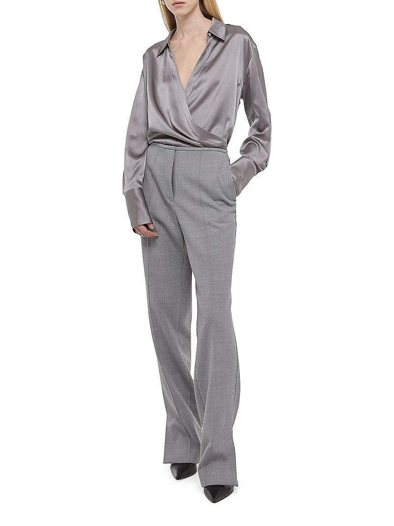 Low-Rise Pintuck Trousers