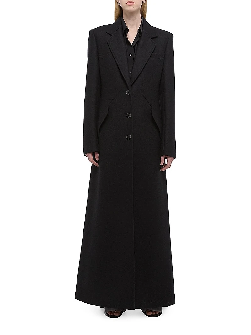 Relaxed Fit Wool Blend Coat