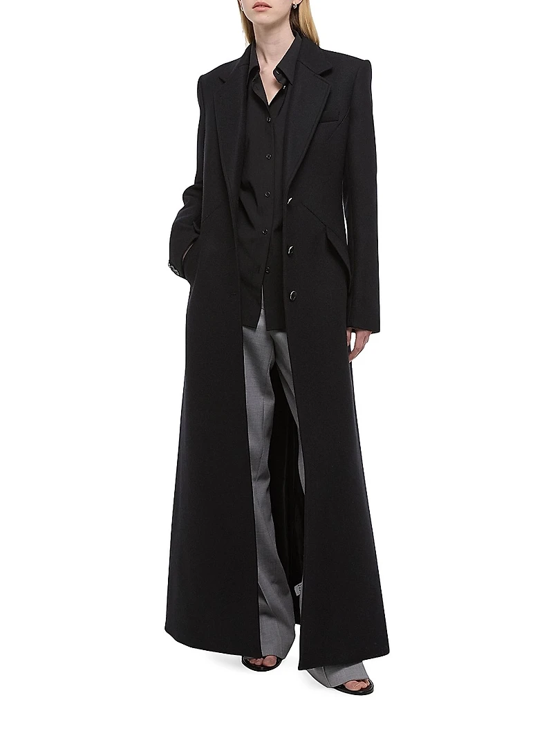 Relaxed Fit Wool Blend Coat