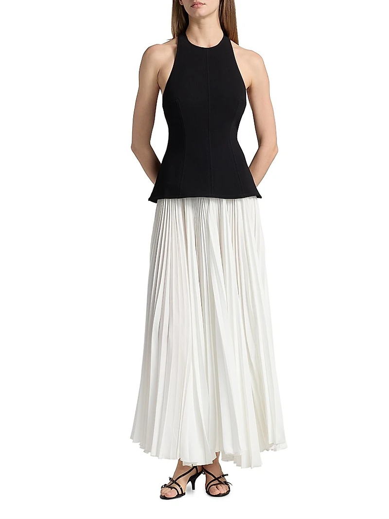Minhall Pleated A-Line Maxi Dress
