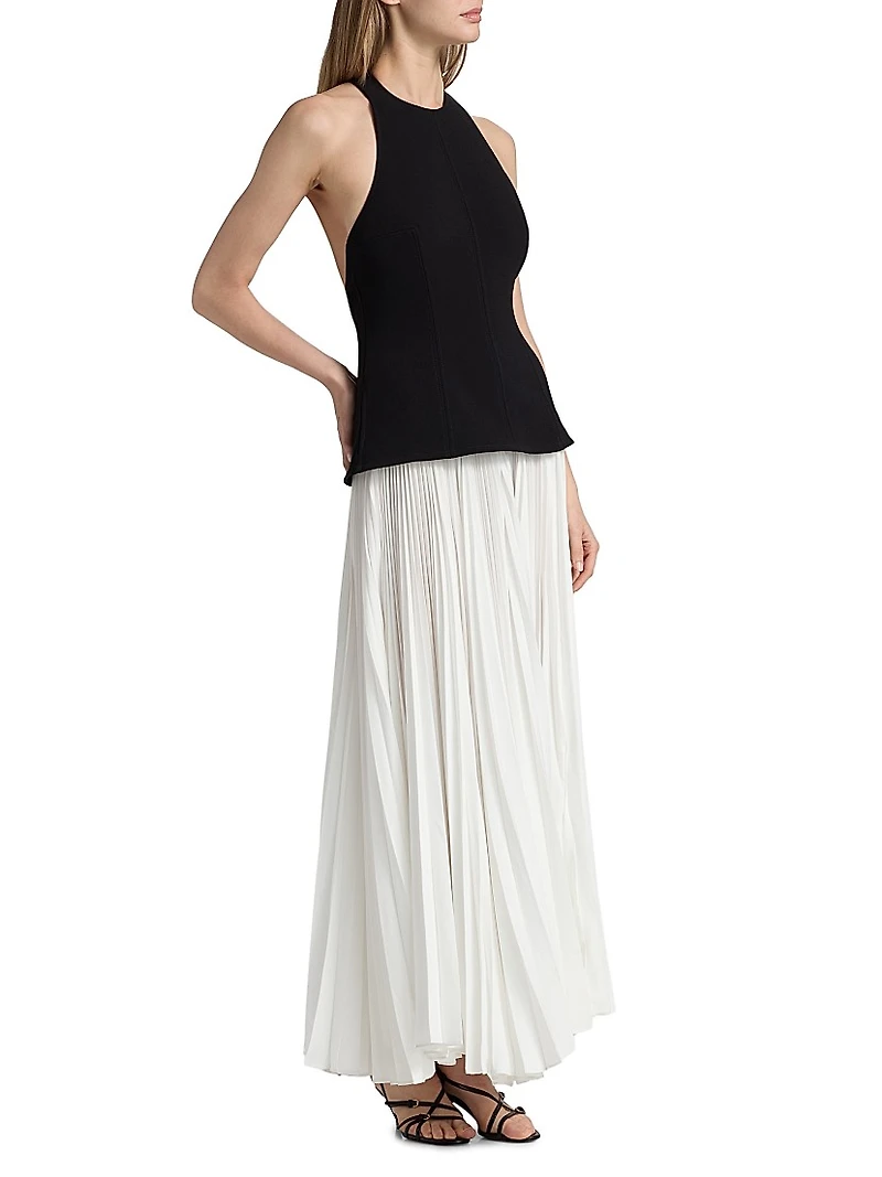 Minhall Pleated A-Line Maxi Dress