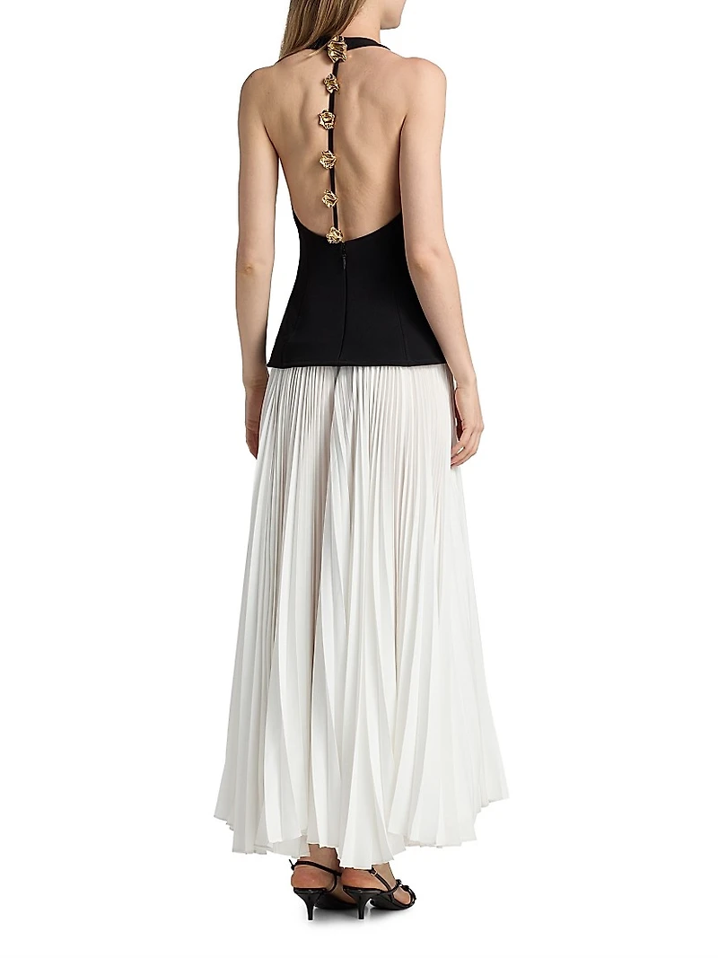 Minhall Pleated A-Line Maxi Dress