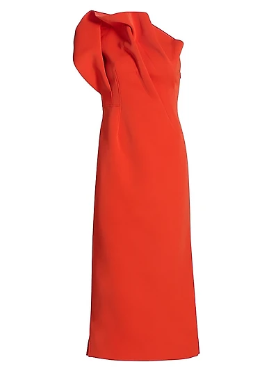 Hawkley Pleated One-Shoulder Midi-Dress