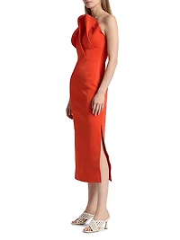 Hawkley Pleated One-Shoulder Midi-Dress