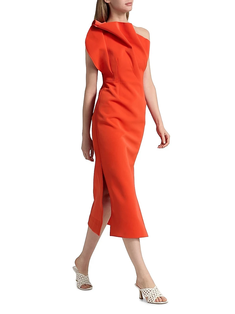 Hawkley Pleated One-Shoulder Midi-Dress