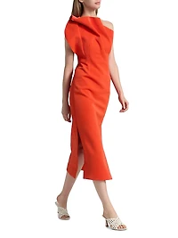 Hawkley Pleated One-Shoulder Midi-Dress