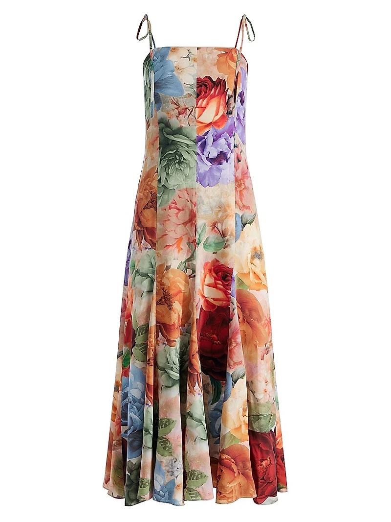Jeanette Floral Tie-Shoulder Midi-Dress