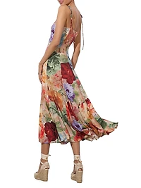 Jeanette Floral Tie-Shoulder Midi-Dress