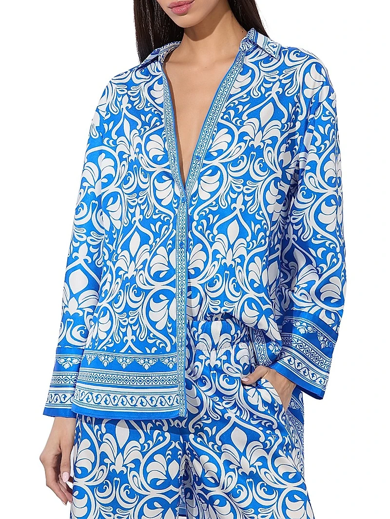 Kiva Printed Oversized Pajama Shirt