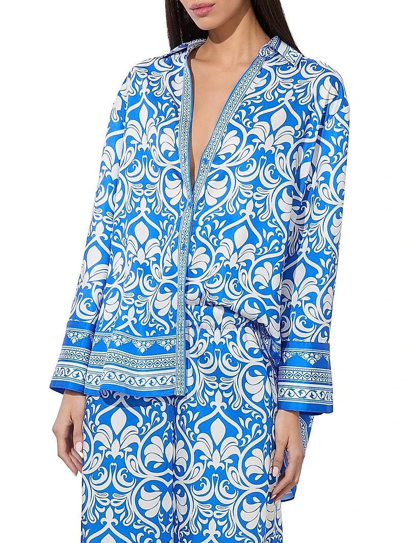 Kiva Printed Oversized Pajama Shirt