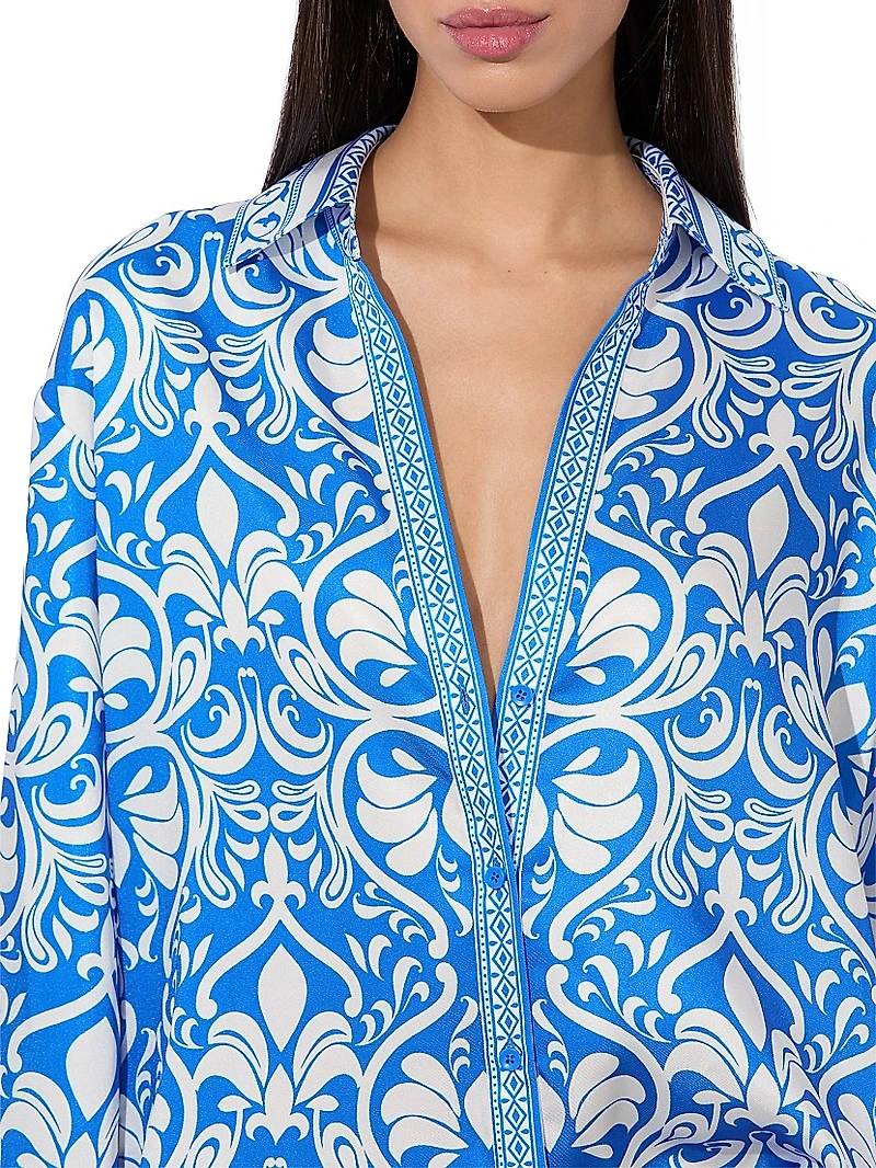 Kiva Printed Oversized Pajama Shirt