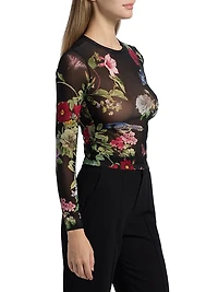 Delaina Mesh Floral Top