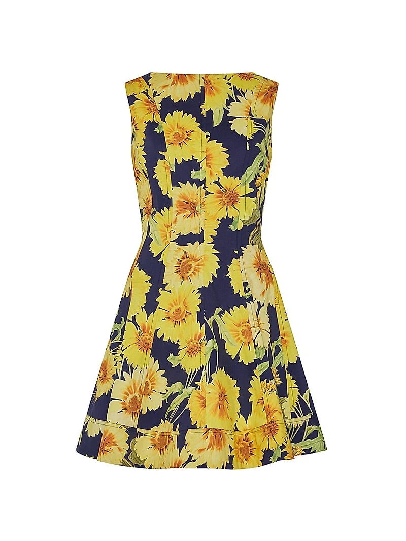 Poppy Sunflower Stretch-Cotton Poplin Minidress