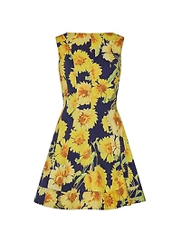 Poppy Sunflower Stretch-Cotton Poplin Minidress